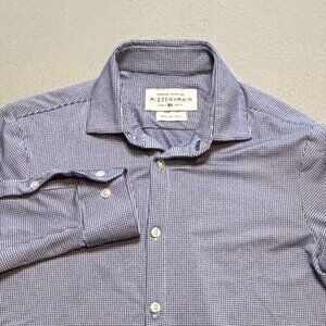 Mizzen + Main Spinnaker Mens Long Slv Shirt Med Tall Trim Fit Classic Blue Check